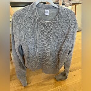 GAP Women's Heather Gray Cable Knit Sweater
